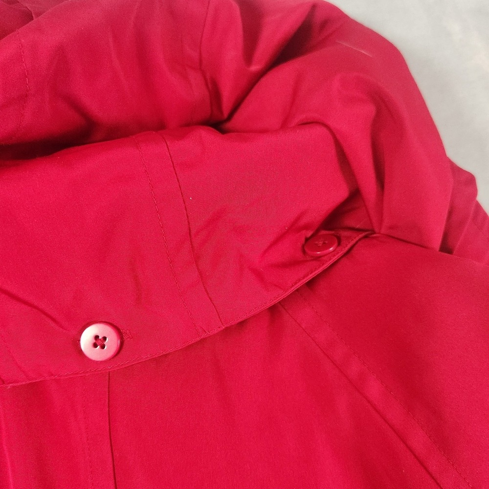 Fog by London Fog Red Trench Coat Womens Size  L Removable Hood Outerwear Jacket - Picture 7 of 7